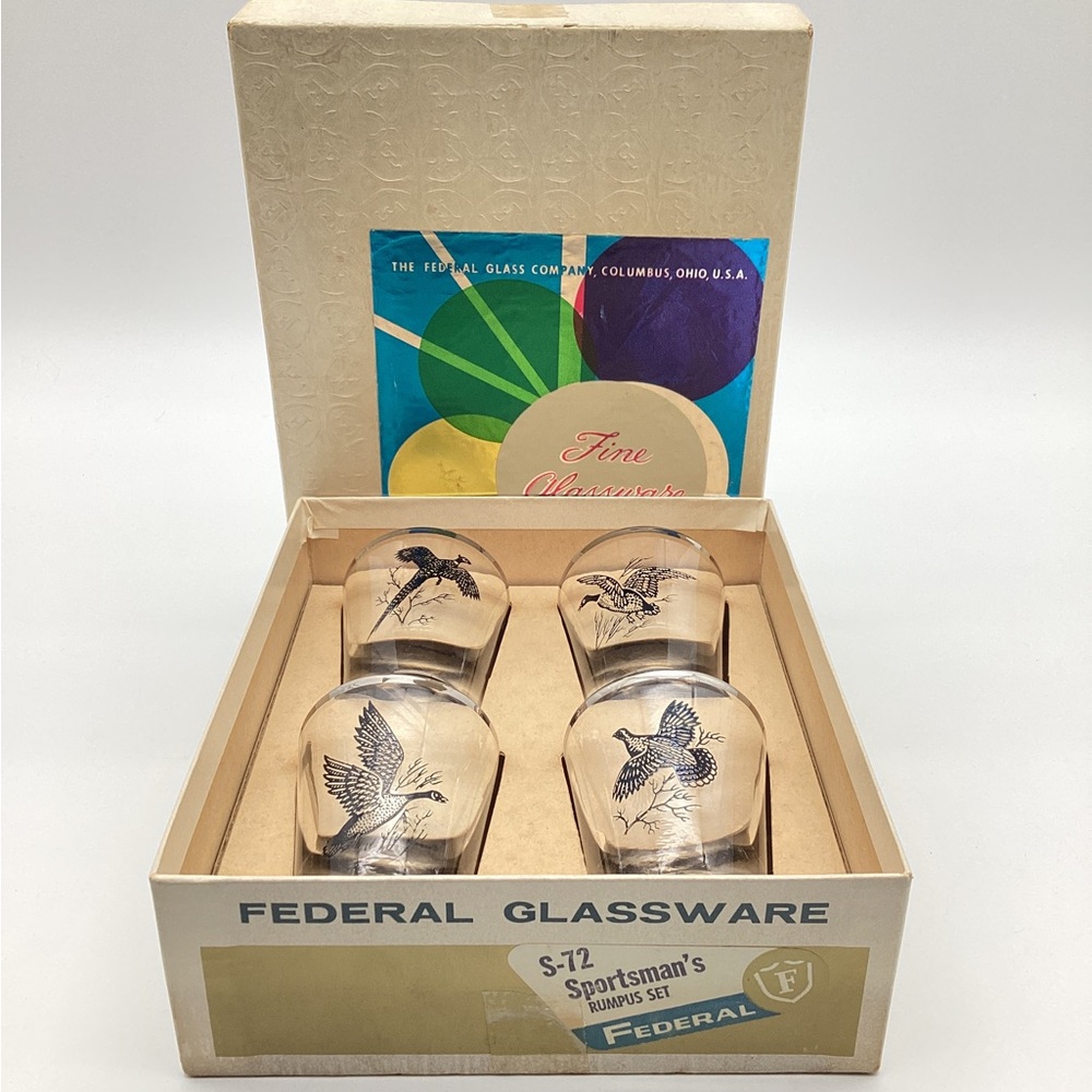 Federal Glassware Sportsman's Rumpus Set, S-72 of 4 Glasses
